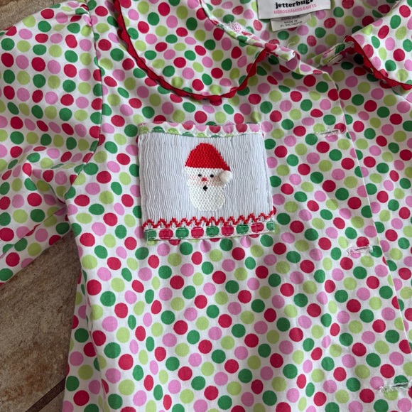 Jetterbugs Monogramming polka dot Christmas pajamas girls 6 GUC short sleeve - Picture 3 of 8